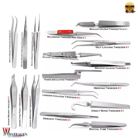 Dental Medical Cotton & Dressing Soft Tissue Surgical Forceps Pliers Tweezers – 18 Pcs CE Certified Set