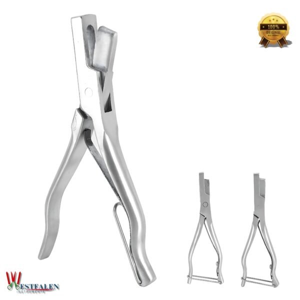 Stainless steel pig ear notcher with built-in spring – rustproof, compact livestock marking tool by Westfaleninstrumente