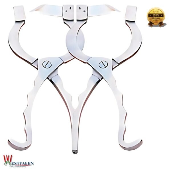 New Barry stainless steel castrating knife with curved cutting blade and ergonomic handle, designed for precision livestock castration procedures.