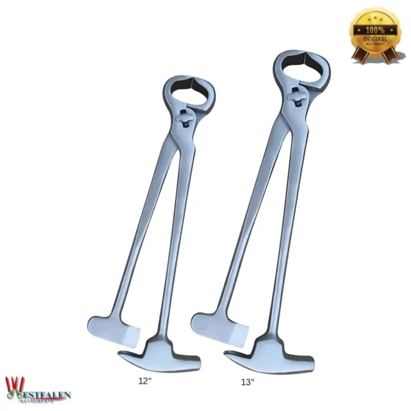 Hoof Nippers with Hammer and Chisel by WESTFALENINSTRUMENTE – Multi-functional 4-in-1 farrier tool (nipper, shoe puller, hammer, clinch cutter) for hoof and shoe repair on farms or in horse trailers.