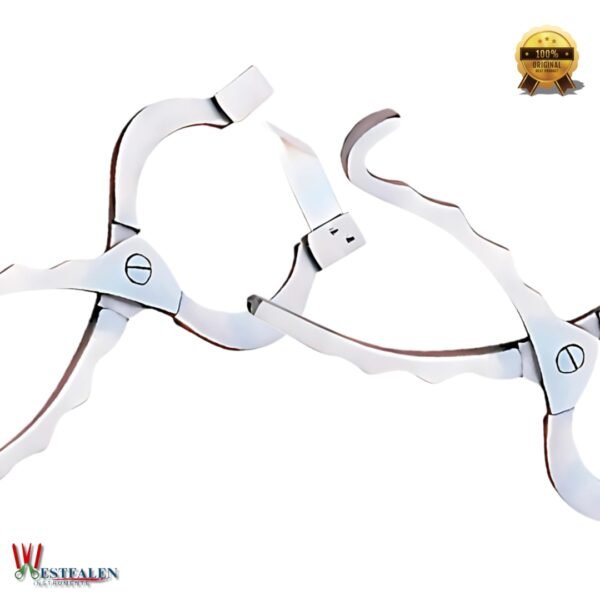 New Barry stainless steel castrating knife with curved cutting blade and ergonomic handle, designed for precision livestock castration procedures.