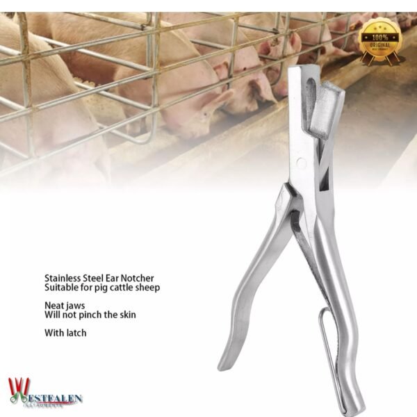 Stainless steel pig ear notcher with built-in spring – rustproof, compact livestock marking tool by Westfaleninstrumente