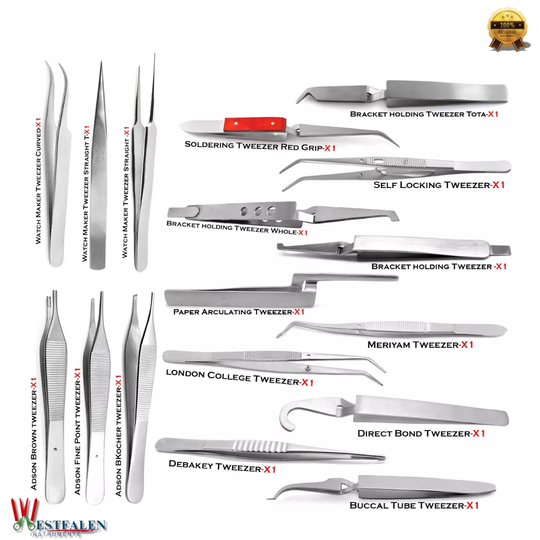 Dental Medical Cotton & Dressing Soft Tissue Surgical Forceps Pliers Tweezers – 18 Pcs CE Certified Set