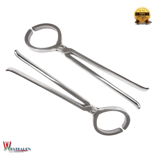 Extra Large Farrier Hoof Tester, 19-inch stainless steel diagnostic tool with max jaws by WestfalenInstrumente for equine hoof care.