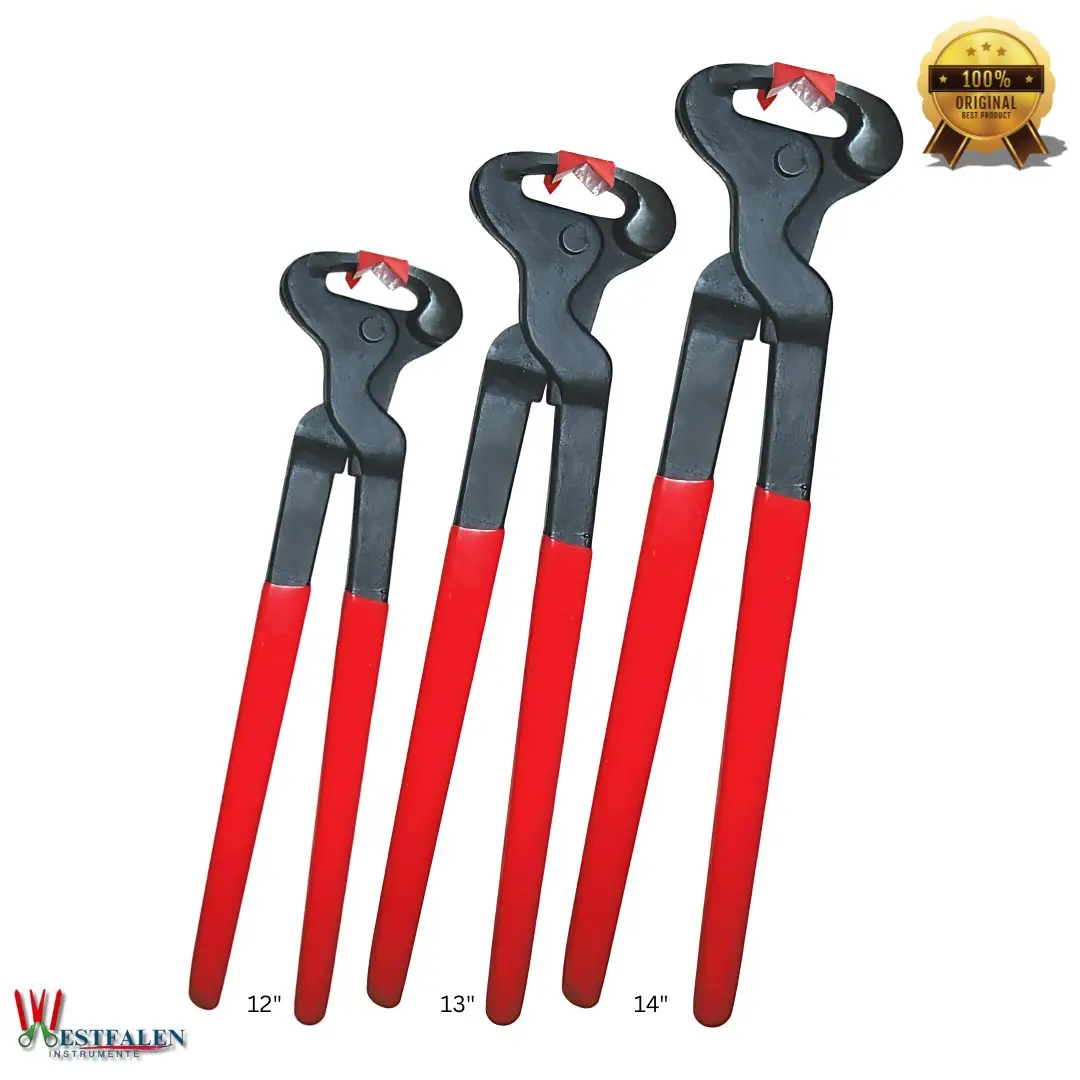 Hoof Nipper with Vinyl Handle by WESTFALENINSTRUMENTE – Ergonomic carbon steel hoof trimmer in 12", 13", and 14" sizes for trimming and hoof care of all hoofed animals.