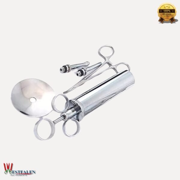 16-piece ENT examination and surgical instrument set made from stainless steel, displayed in secure packaging for professional medical use