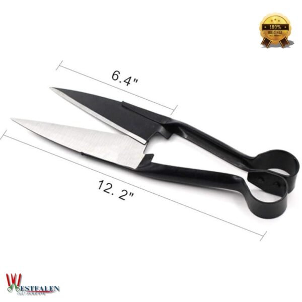 Westfaleninstrumente 13" R-Shaped Sheep and Alpaca Shears with Carbon Steel Double Blades and Coated Handle on White Background