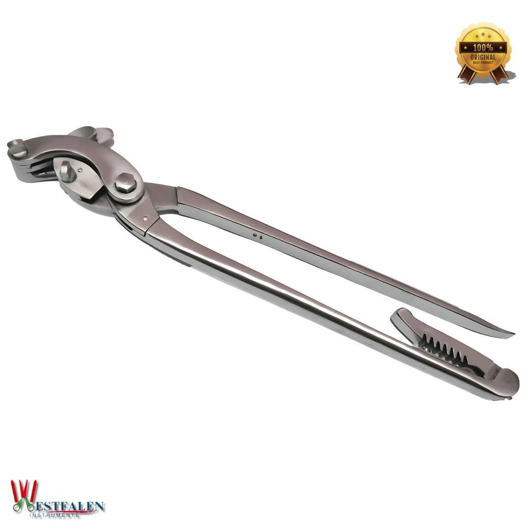 Serra Emasculator 15-Inch by WESTFALENINSTRUMENTE – Premium stainless steel veterinary castration tool with non-slip handle, precision cutting and crushing action for livestock procedures.