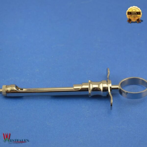 Westfaleninstrumente German Anesthetic Syringe Self-Aspirating 1.8CC made of stainless steel on white background