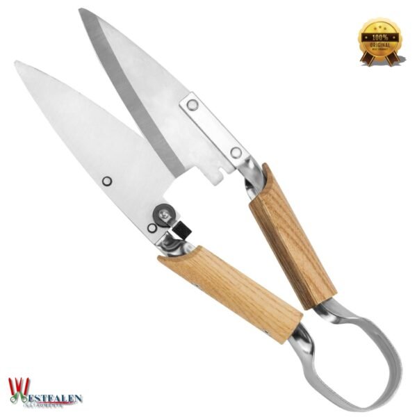 Westfaleninstrumente 11.8” Single Bow Sheep Shears with Stainless Steel Blades and Ash Wood Handles on White Background