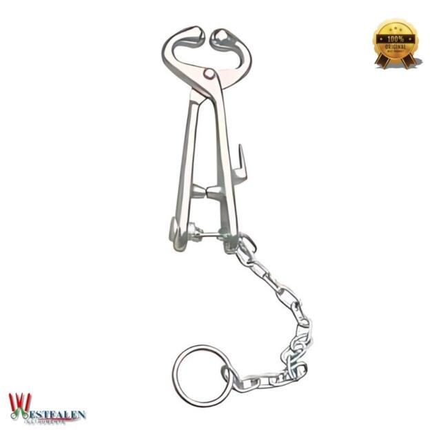 Stainless Steel Bull Holder with Chain – Humane Nose Restraint Tool for Secure Livestock Control