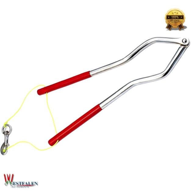 Stainless Steel Bull Holder with Rope – Red Color Dip Handle for Humane Cattle Restraint and Livestock Control