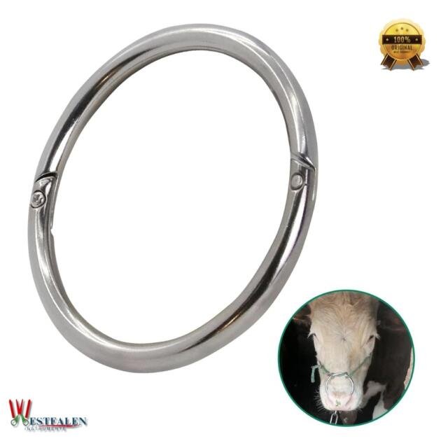 Stainless Steel Cow Nose Ring – Large Size Bull Nose Ring for Livestock Control, Veterinary Use & Farm Management