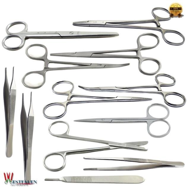 Surgical Minor Surgery Instruments Set – Hemostat Forceps, Towel Clamp, Dressing Tweezer – Stainless Steel