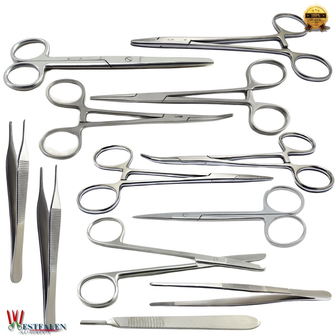 Surgical Minor Surgery Instruments Set – Hemostat Forceps, Towel Clamp, Dressing Tweezer – Stainless Steel