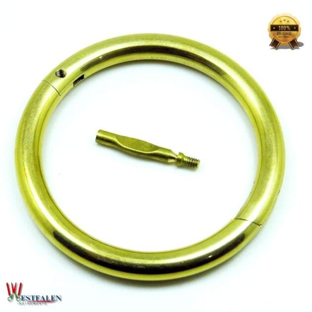Brass Bull Nose Ring – 3" Diameter with Screw Locking Mechanism for Veterinary and Livestock Use