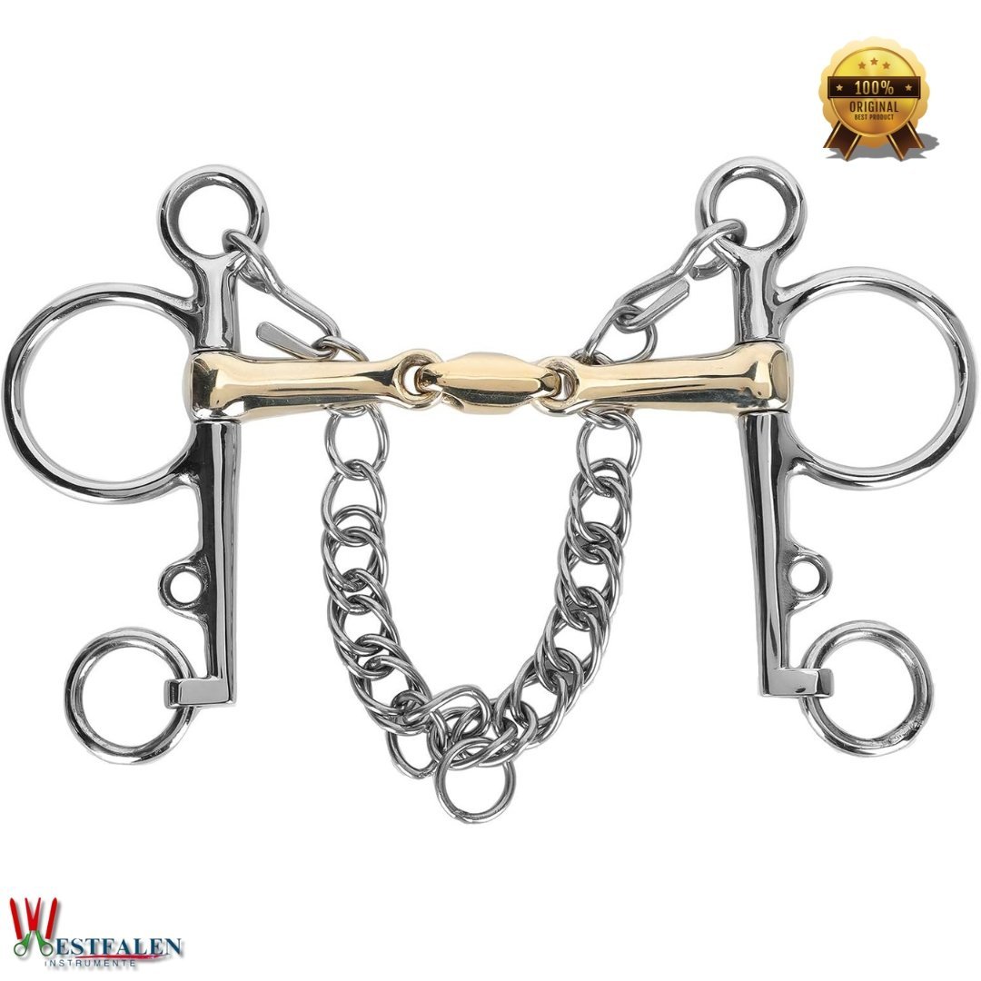 WESTFALEN INSTRUMENTE Stainless Steel Pelham Snaffle Horse Bit with Jointed Silicon Brass Connector