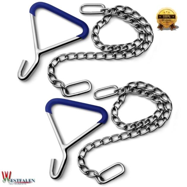 OB Handle Puller Kit – 30” Stainless Steel Calving Chain with Dual Hooks – Veterinary-Grade Delivery Aid for Cows, Goats & Cattle
