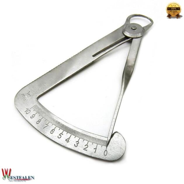 Dental Orthodontic Crown Gauge Caliper – 0–10mm Stainless Steel Measuring Tool for Wax, Metal, and Jewelry Use