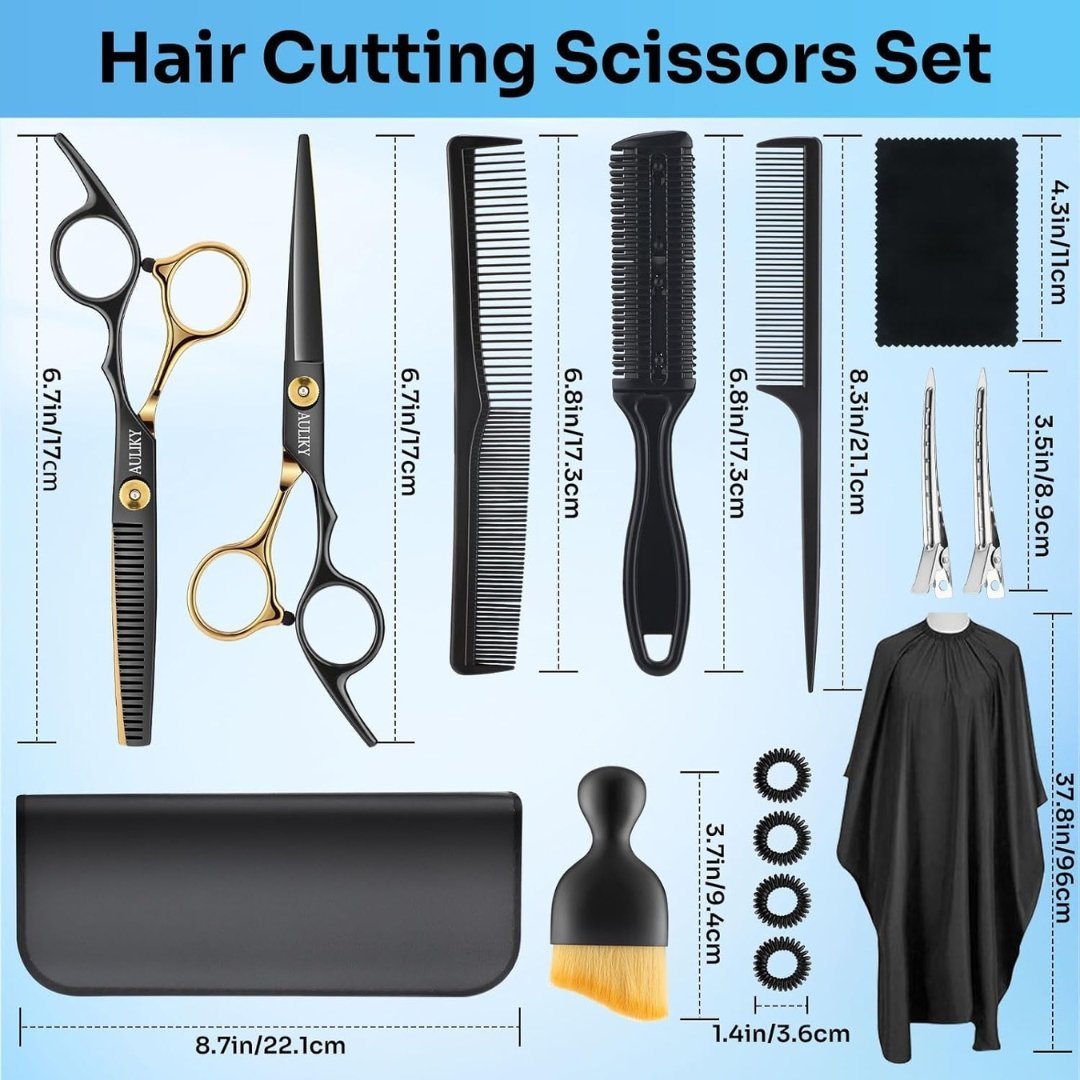 15 Pcs Professional Hair Cutting Scissors Shears Kit – Stainless Steel Hairdressing Tools for Salon and Home Use - Image 2