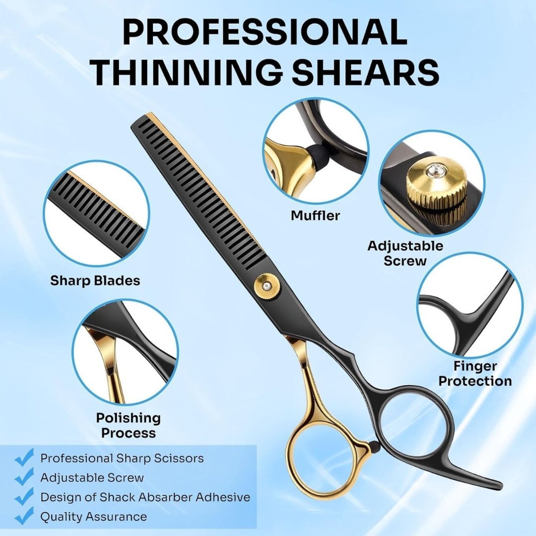 15 Pcs Professional Hair Cutting Scissors Shears Kit – Stainless Steel Hairdressing Tools for Salon and Home Use - Image 4
