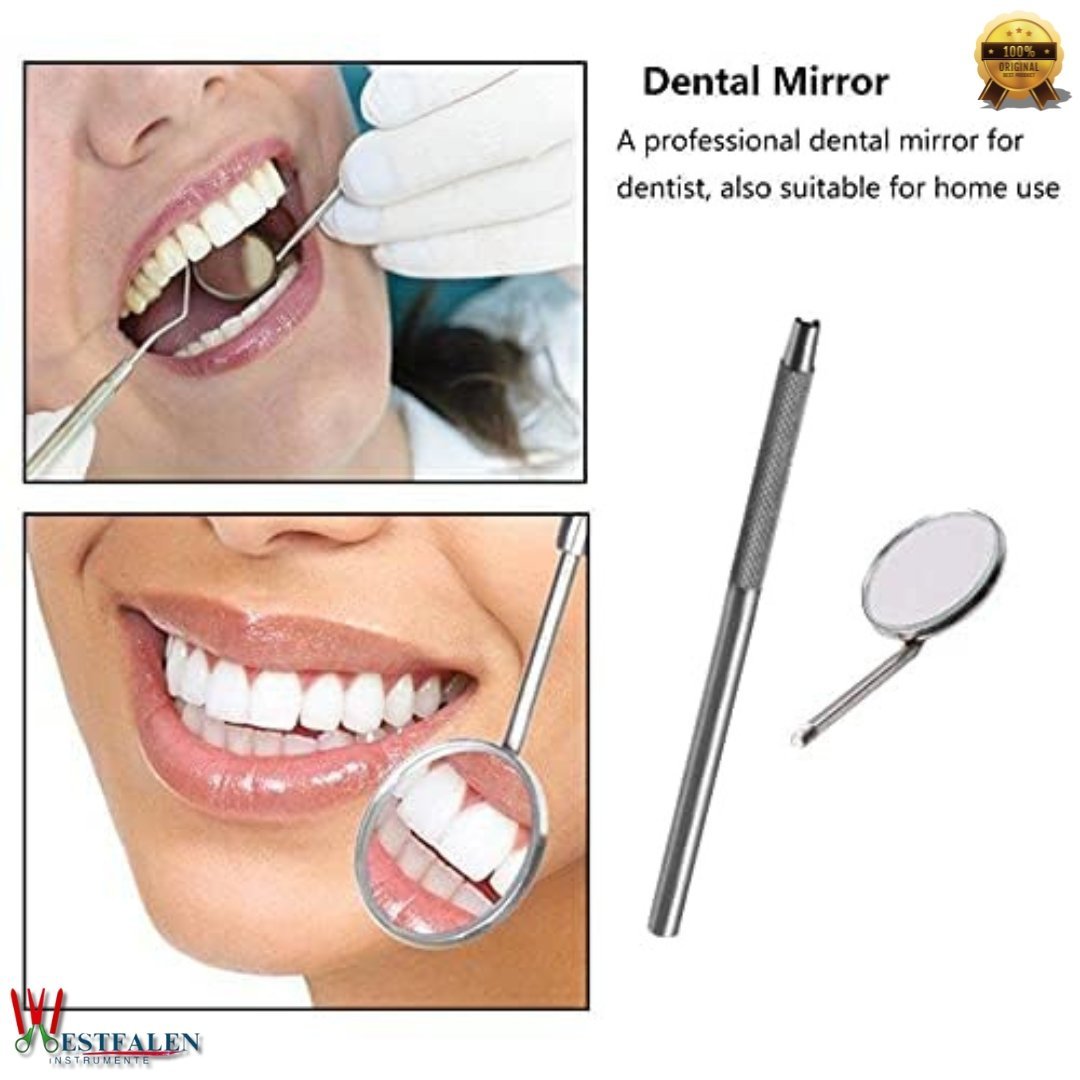 Dental Mouth Mirror with Handle – Stainless Steel, Pack of 10 PCS - Image 2