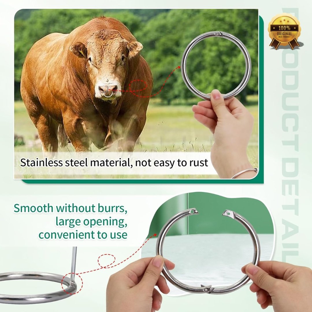 Stainless Steel Cow Nose Ring – Large Size Bull Nose Ring for Livestock Control, Veterinary Use & Farm Management - Image 2