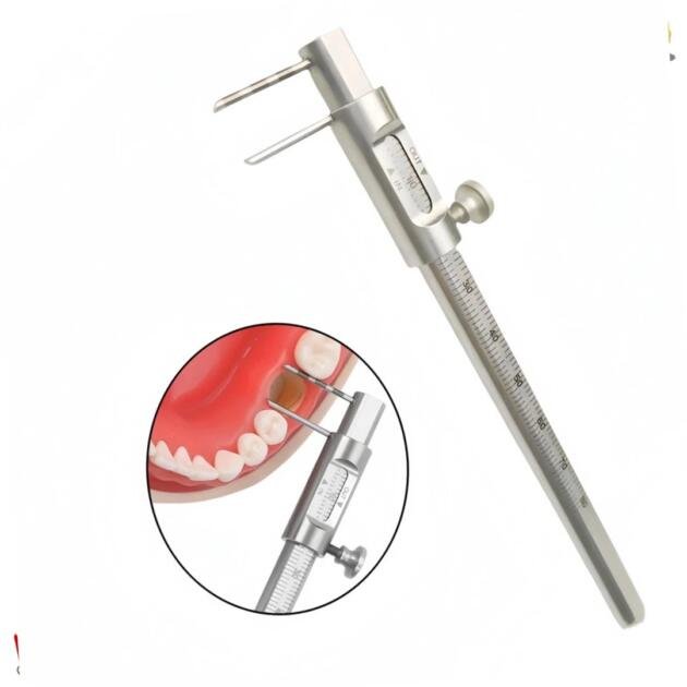 Dental Orthodontic Sliding Caliper Implant Measuring Gauge 0-80mm Double Scale