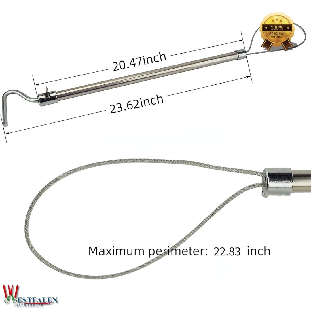 Heavy-Duty Hog Catcher Snare – 23.6" Stainless Steel Pig Holder Pole with Adjustable Steel Rope and Safety Lock Mechanism - Image 2