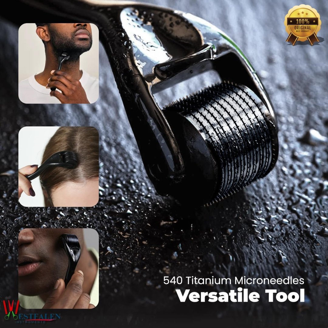 WESTFALEN INSTRUMENTE Derma Roller – 540 Titanium Microneedles for Hair, Beard & Facial Skin – Professional At-Home Beauty Tool for Men & Women - Image 2