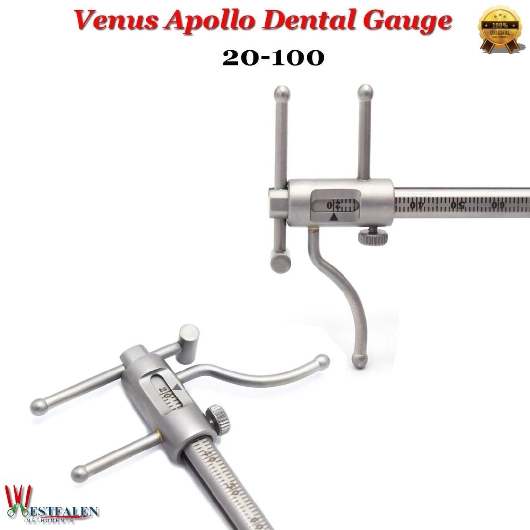 Venus Apollo VDO Gauge – Dental Caliper for Prosthodontics and Occlusion – Stainless Steel Measuring Ruler (20mm to 100mm) - Image 2