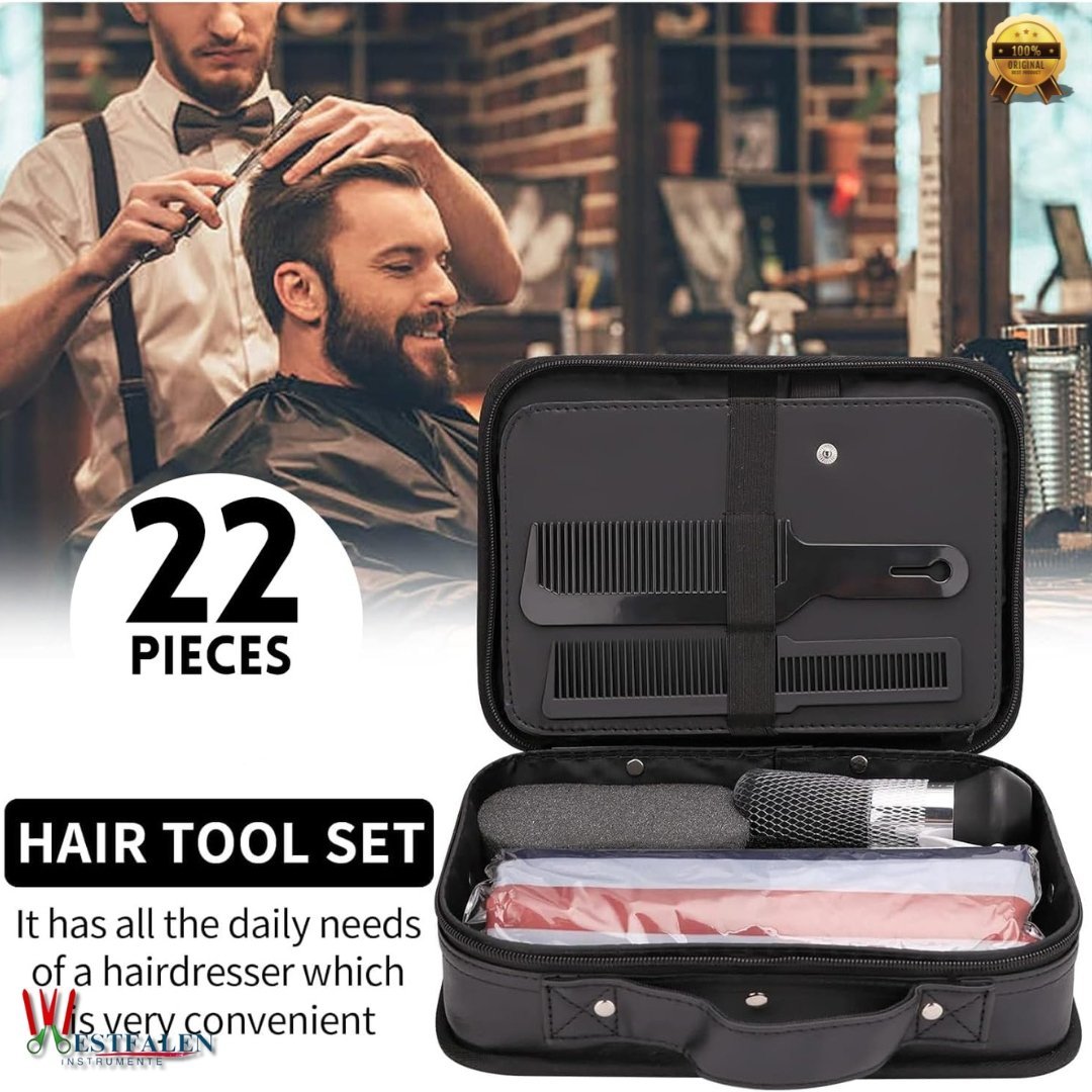 22 Pcs Professional Hair Cutting Kit – Complete Barber & Salon Tool Set with Scissors, Cape, Combs, Razor, Brush & Barber Bag - Image 2