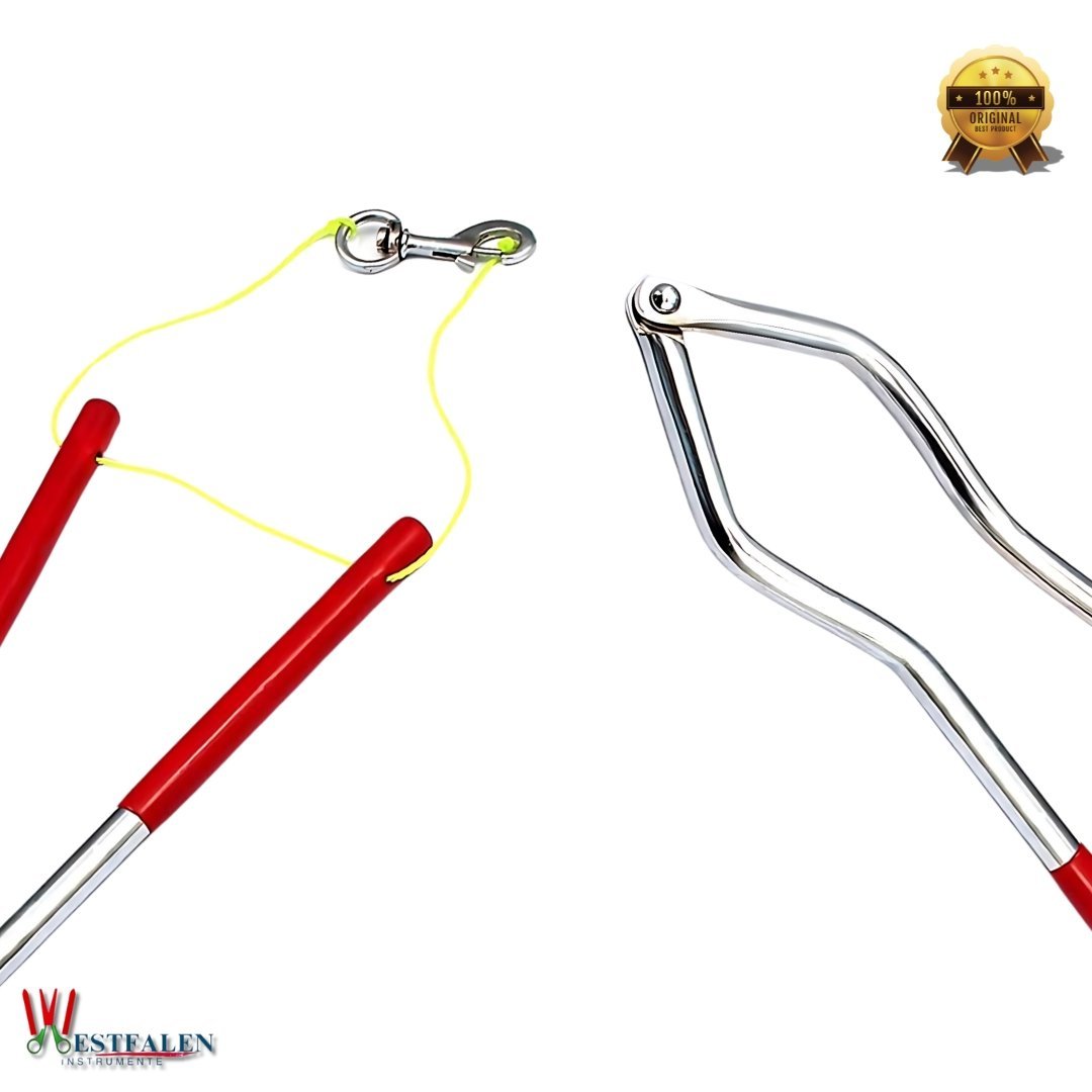 Stainless Steel Bull Holder with Rope – Red Color Dip Handle for Humane Cattle Restraint and Livestock Control - Image 3