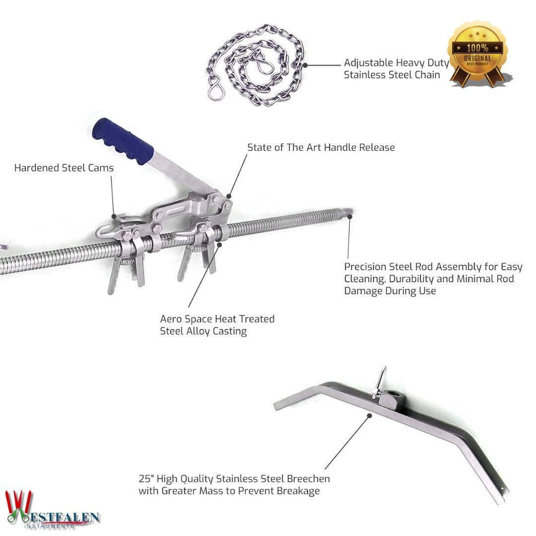 65” Stainless Steel Calf Puller – Precision Ratchet System, Ergonomic Design & Versatile Hook Attachments for Large Breed Cows - Image 3