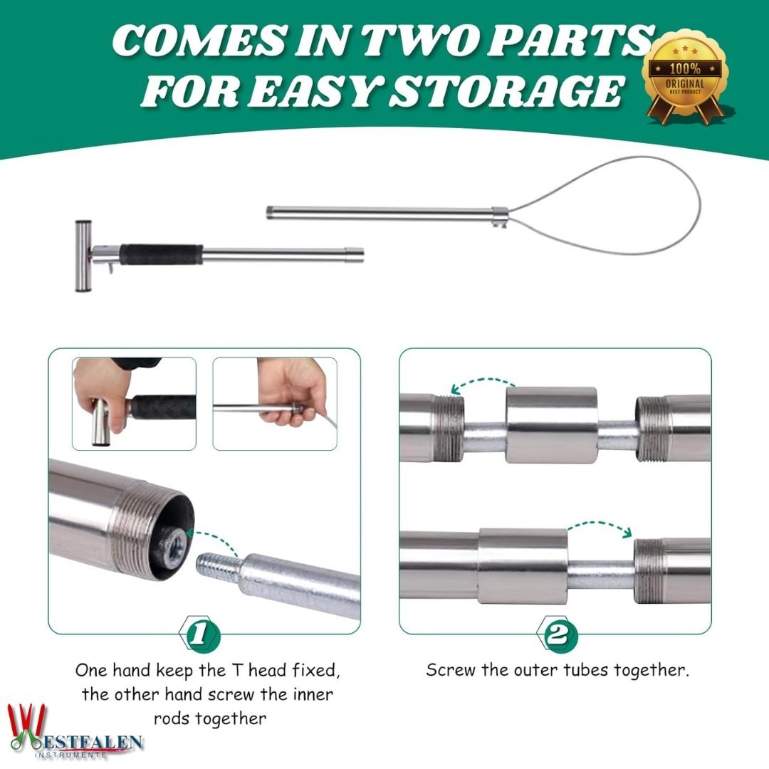 Stainless Steel Dog & Hog Catcher Pole – Portable Animal Control Tool with Locking Rope Loop and Anti-Slip Handle for Livestock, Farm, and Veterinary Use - Image 3