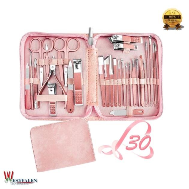 30-in-1 Pink Professional Manicure & Pedicure Set Grooming Kit with Facial, Hand & Foot Care Tools