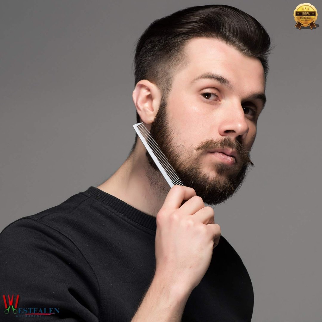 5-Piece Stainless Steel Hair Cutting & Styling Comb Set – Metal Barber Combs for Men & Women – Rat Tail, Handle, Teasing & Detangling Combs for Hairdressing & Grooming - Image 4