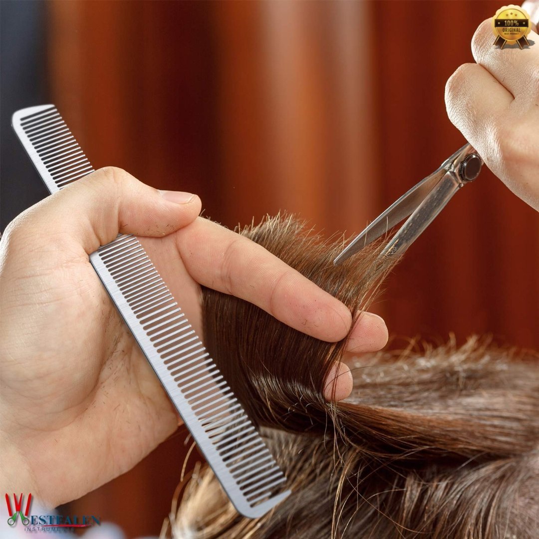 5-Piece Stainless Steel Hair Cutting & Styling Comb Set – Metal Barber Combs for Men & Women – Rat Tail, Handle, Teasing & Detangling Combs for Hairdressing & Grooming - Image 5