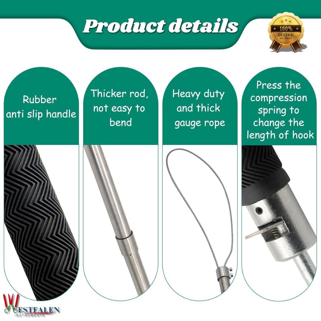 Stainless Steel Dog & Hog Catcher Pole – Portable Animal Control Tool with Locking Rope Loop and Anti-Slip Handle for Livestock, Farm, and Veterinary Use - Image 7