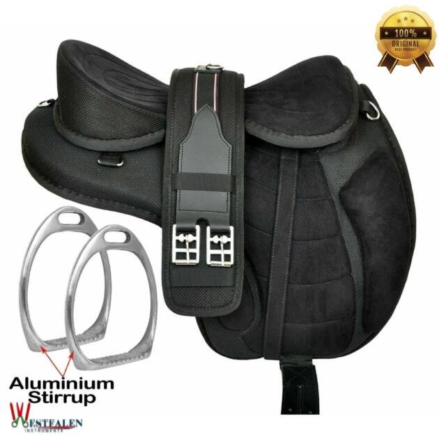 Black Treeless Freemax Synthetic Horse Tack Saddle with Girth