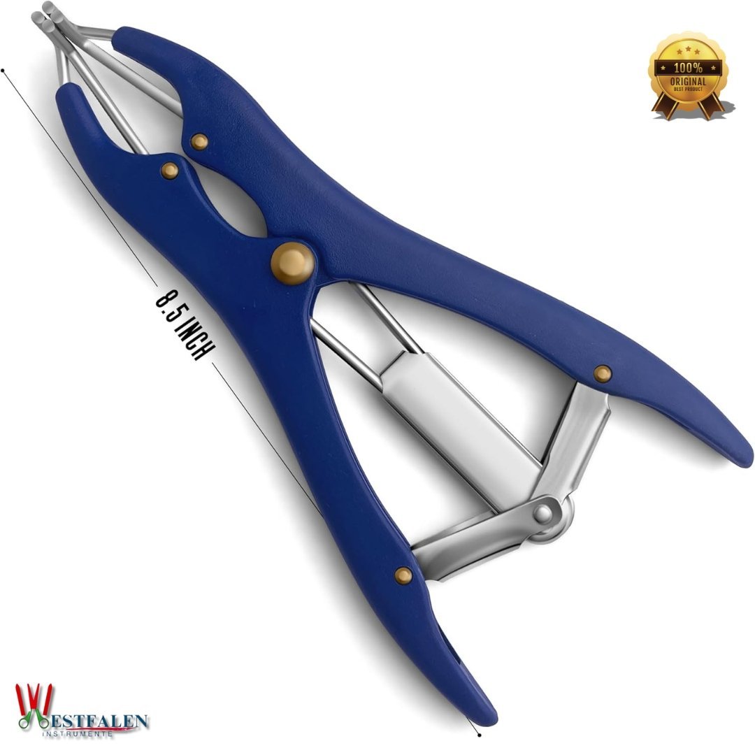 Bloodless Animal Elastrator Castration & Tail Docking Tool Kit – Stainless Steel Pliers with 100 Rubber Bands - Image 2