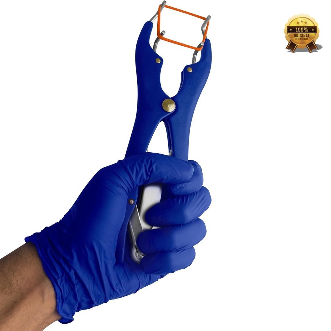 Bloodless Animal Elastrator Castration & Tail Docking Tool Kit – Stainless Steel Pliers with 100 Rubber Bands - Image 5