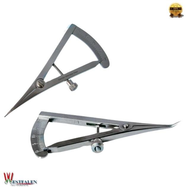 Castroviejo 20mm Calipers Curved Dental Orthopedic Measuring Instruments CE
