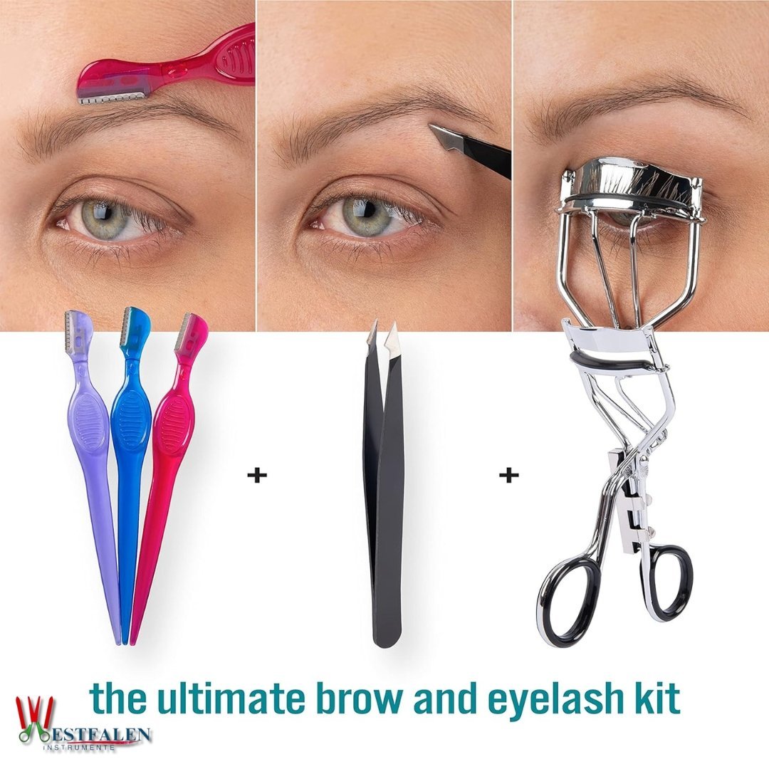 Complete Eye Shaping Beauty Tool Bundle – Eyelash Curler, Dual-Tip Tweezers & 3-Pack Eyebrow Shapers - Image 5