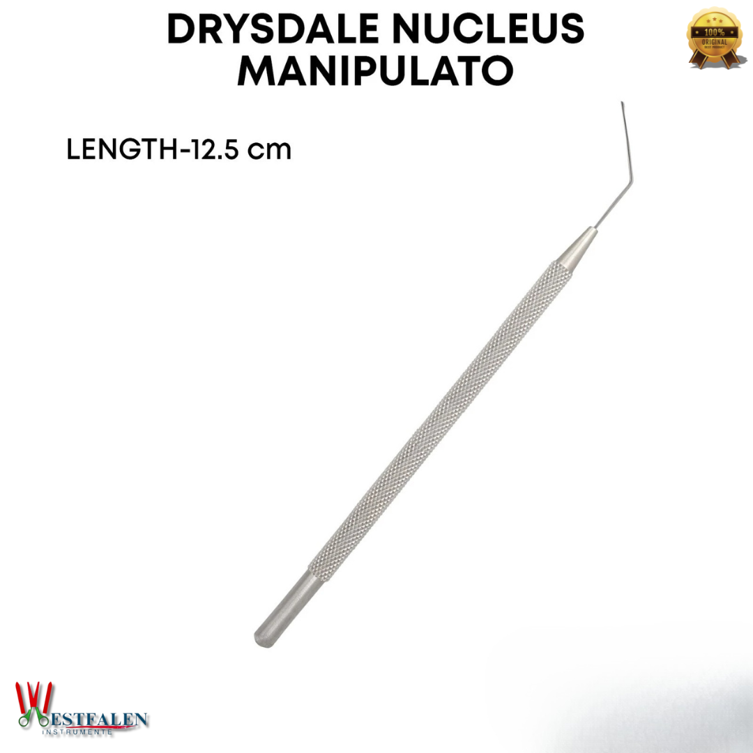Drysdale Nucleus Manipulator – 12.5 cm Angled Hook Ophthalmic Surgical Instrument
