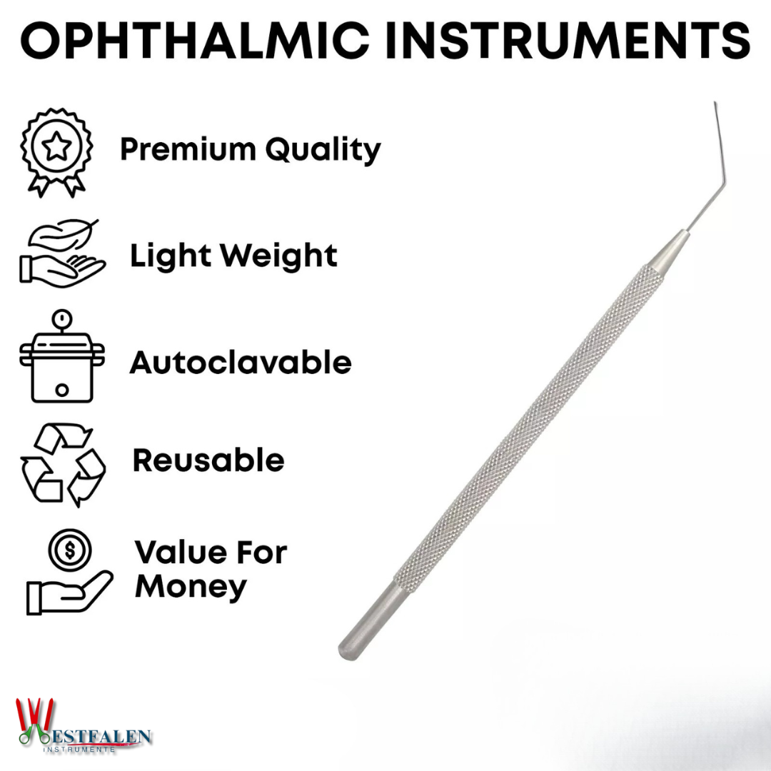 Drysdale Nucleus Manipulator – 12.5 cm Angled Hook Ophthalmic Surgical Instrument - Image 3