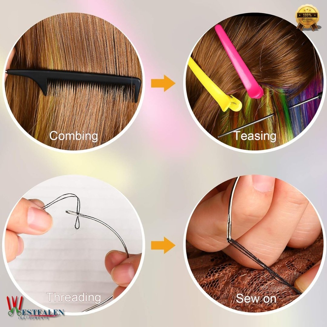 Hair Extension Tools Kit – Complete Set with 600 Silicone Lined Micro Ring Beads, Pliers, Hook Needles, Hair Needles, Alligator Clips, Comb & Rubber Bands - Image 6