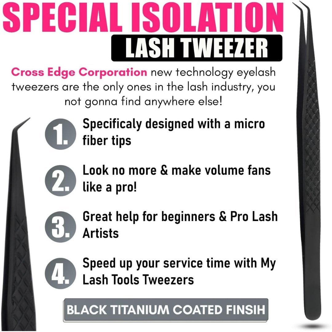Isolation Tweezers – Curved Eyelash Extension Tool 14cm | Stainless Steel, Black Finish | For Classic & Volume Lash Techniques - Image 3