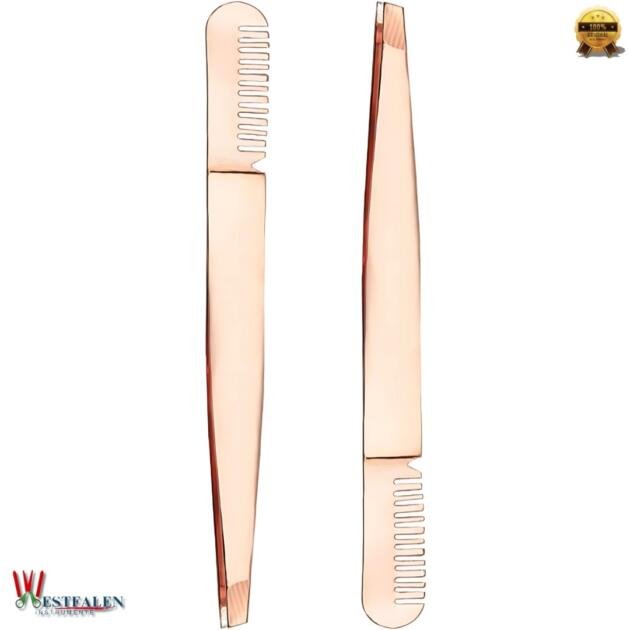 Multifunctional Eyebrow Tweezers with Comb – 10cm Stainless Steel Lash and Brow Grooming Tool
