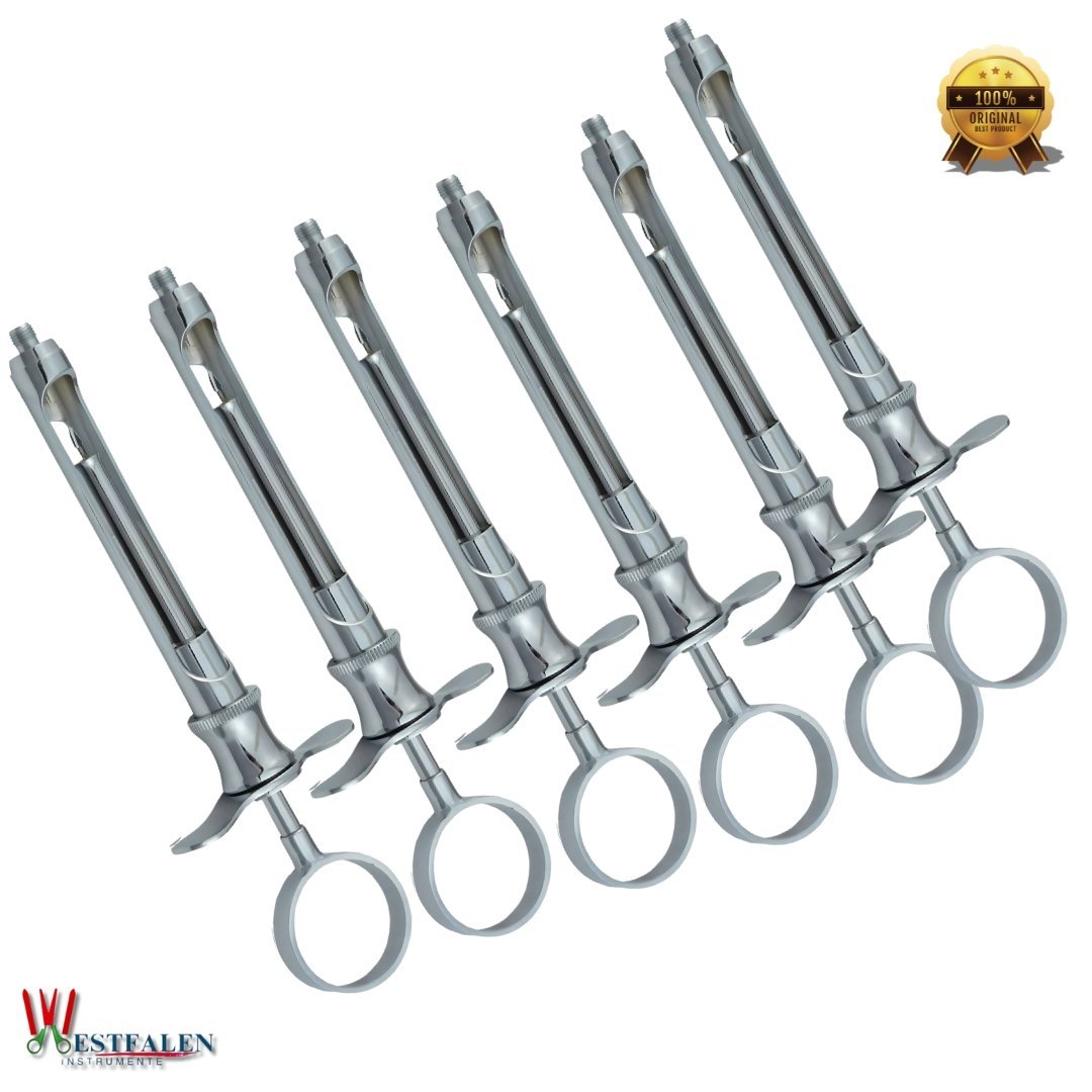 Pack of 6 Dental Anesthetic Syringe Self-Aspirating 1.8CC Stainless Steel - Image 2